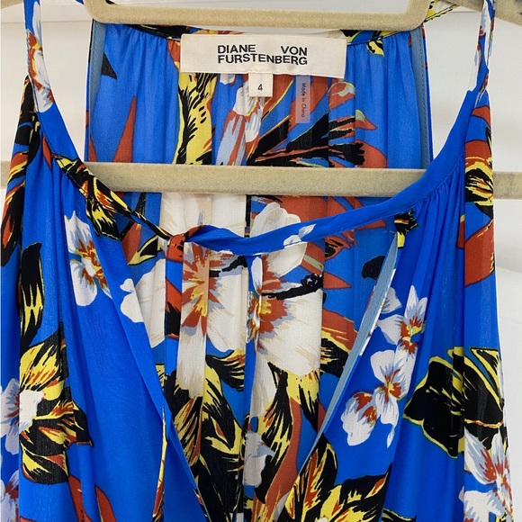 DVF Silk Blue Floral Dress - Picture 3 of 4